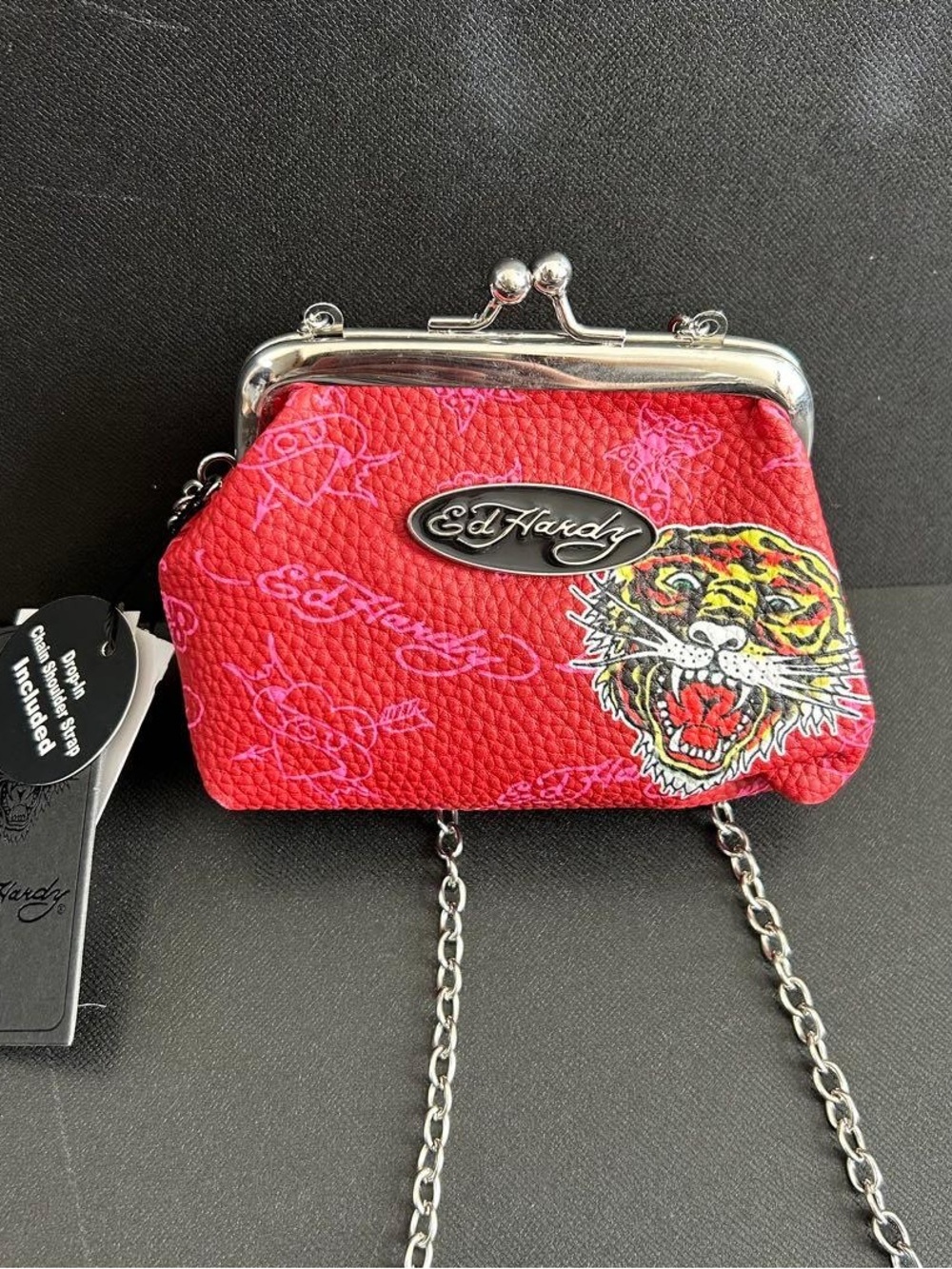 Ed Hardy Red Tiger Kiss-Lock Crossbody Mini Bag